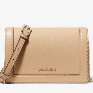 Michael Kors Jet Set Camel Crossbody Bag with Gold Accents